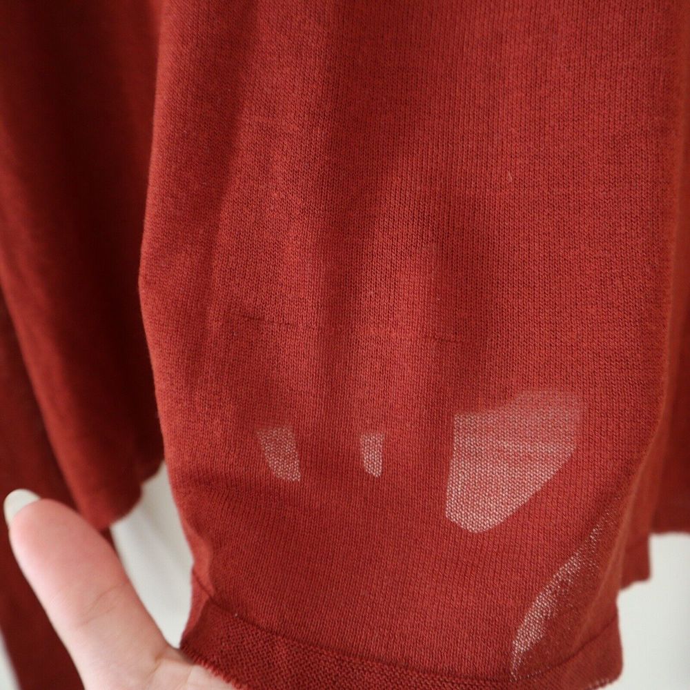 Eileen Fisher Size S Seamless Sleek Tencel Knit Jewel Neck Top Rust Copper Red - Picture 7 of 10